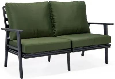 LeisureMod Outdoor Patio Loveseat with Black Aluminum Frame