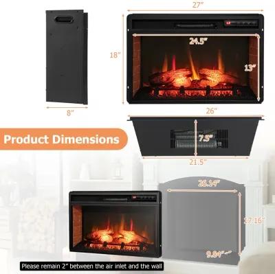 26 Inch Infrared Electric Fireplace Insert with Remote Control-Black