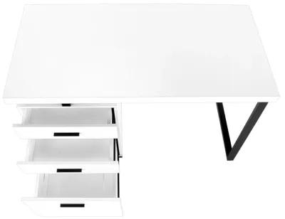 Monarch Specialties I 7646 Computer Desk, Home Office, Laptop, Left, Right Set-up, Storage Drawers, 48"L, Work, Metal, Laminate, White, Black, Contemporary, Modern