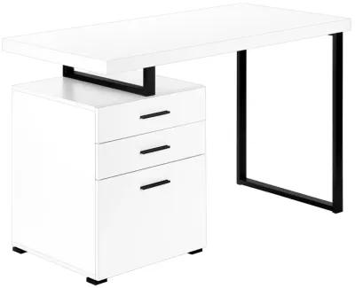 Monarch Specialties I 7646 Computer Desk, Home Office, Laptop, Left, Right Set-up, Storage Drawers, 48"L, Work, Metal, Laminate, White, Black, Contemporary, Modern