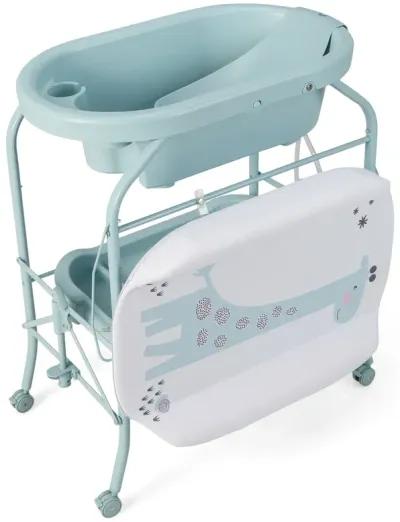 Folding Baby Changing Table with Bathtub and 4 Universal Wheels