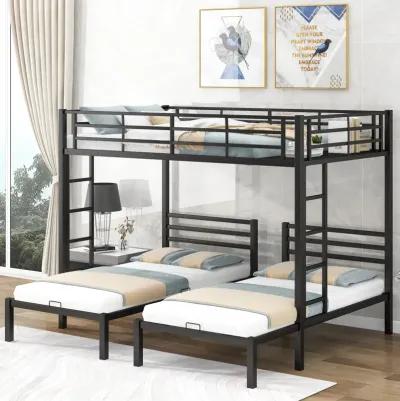 Full Over Twin & Twin Size Bunk Bed With Built-In Shelf