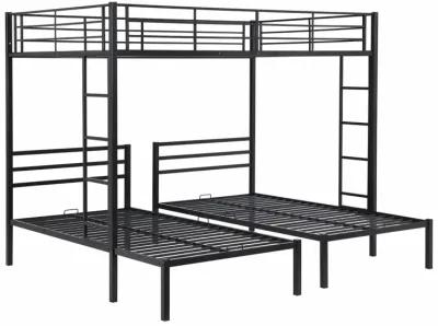 Full Over Twin & Twin Size Bunk Bed With Built-In Shelf