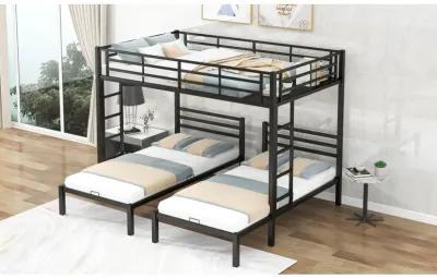 Full Over Twin & Twin Size Bunk Bed With Built-In Shelf