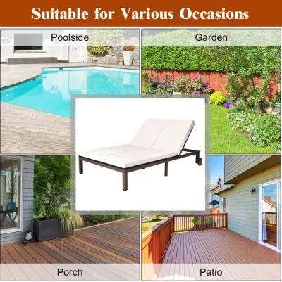 2-Person Patio Rattan Lounge Chair with Adjustable Backrest and Cushions