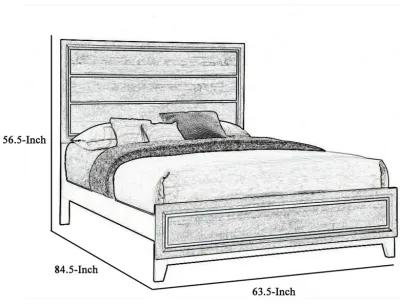 Transitional Queen Bed with Plank Panel Headboard and Low Footboard, Gray-Benzara