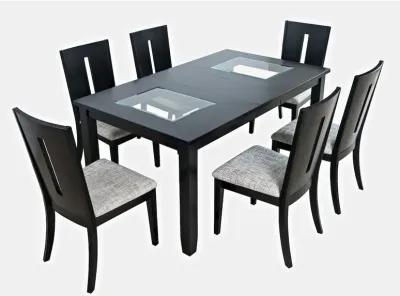 Jofran Urban Icon Contemporary 66 Seven-Piece Dining Set with Upholstered Chairs