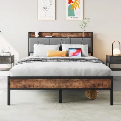 Hivvago FullSized Easy Assembly Full Metal Vintage Platform Bed Frame