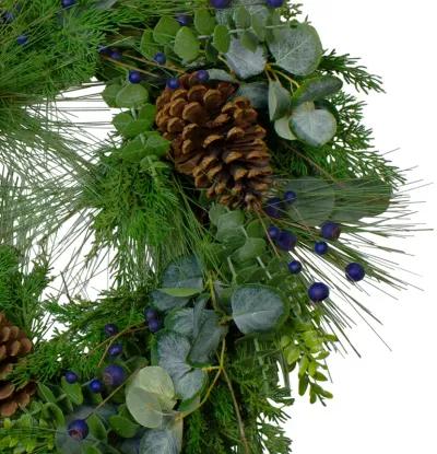 Blueberry Eucalyptus Pine Artificial Christmas Wreath  28" Unlit