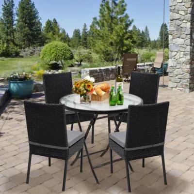 Hivvago Set of 4 Patio Rattan Wicker Dining Chairs Set with Soft Cushions-Black