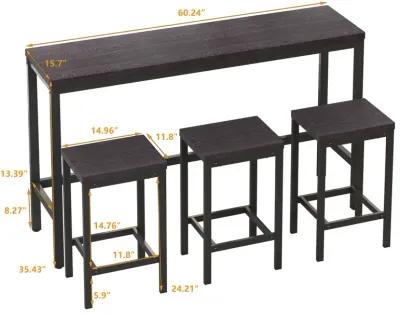 Modern Design Kitchen Dining Table, Pub Table, Long Dining Table Set With 3 Stools