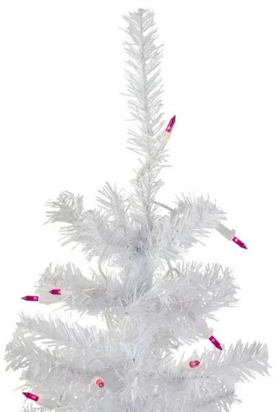 3' Pre-Lit Woodbury White Pine Slim Artificial Christmas Tree  Pink Lights