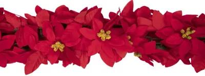 6' x 3" Red Artificial Poinsettia Floral Christmas Garland - Unlit