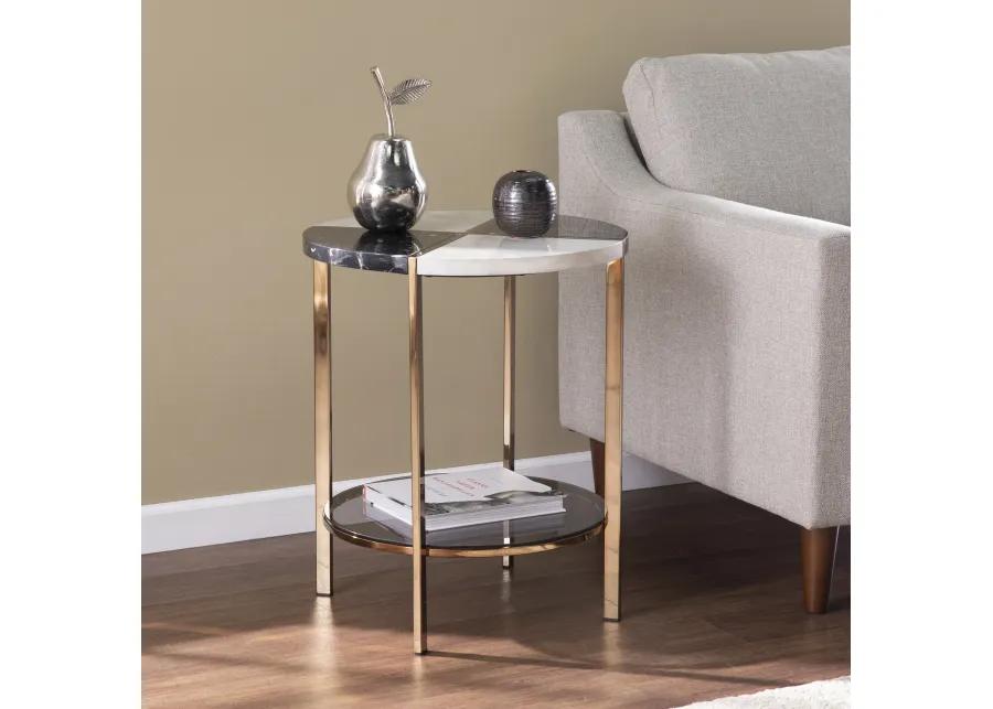 Cortinada Round Faux Marble End Table