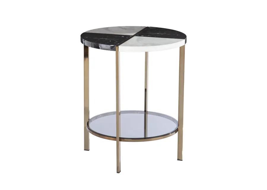 Cortinada Round Faux Marble End Table