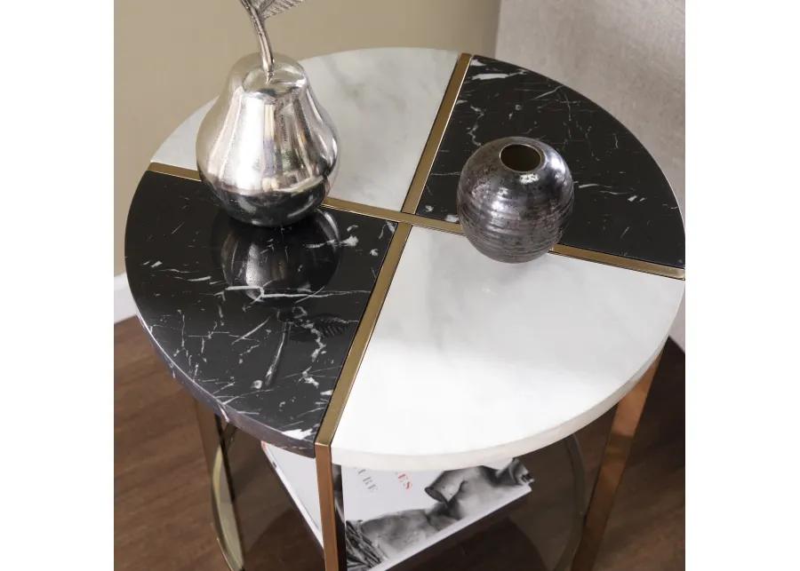 Cortinada Round Faux Marble End Table