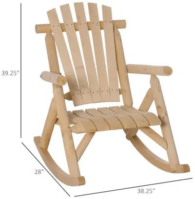 Natural Patio Rocker: Wooden Rustic Adirondack Log Chair