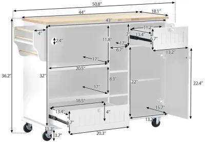 Merax Kitchen Island Cart with Storage Cabinet and Two Locking Wheels,Solid wood desktop