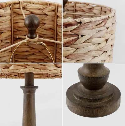 Leona Rustic Farmhouse Handwoven Rattan/Resin LED Table Lamp