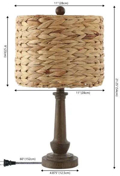 Leona Rustic Farmhouse Handwoven Rattan/Resin LED Table Lamp