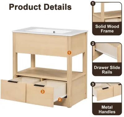 Merax Bathroom Vanity with Sink Top and Two Drawers