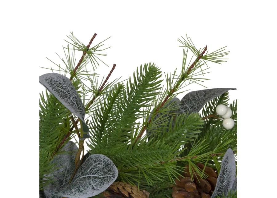 Mixed Pine  White Berries and Pinecones Artificial Christmas Wreath - 22-Inch  Unlit