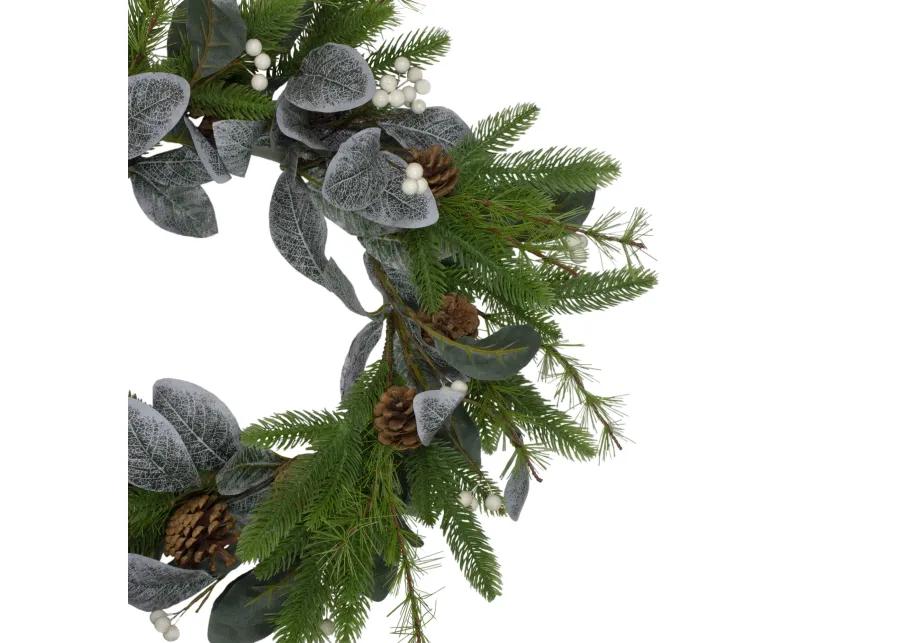 Mixed Pine  White Berries and Pinecones Artificial Christmas Wreath - 22-Inch  Unlit