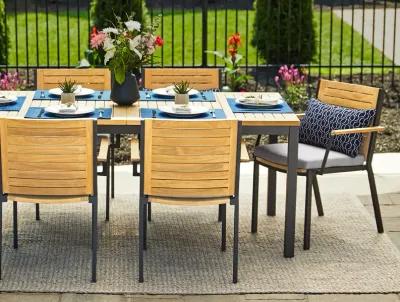 Monterey 4 Seater Dining Set with 72 in. Table - Aluminum and Teak