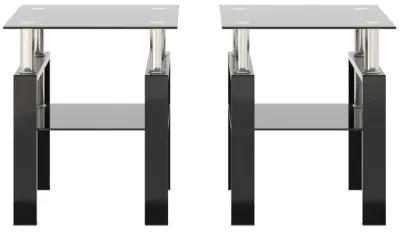 Modern Black Tempered Glass End Tables