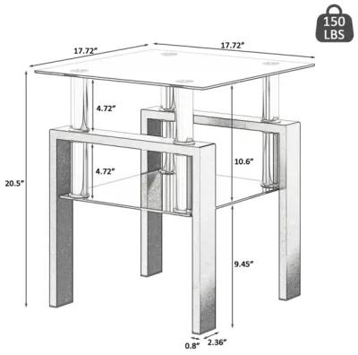 Modern Black Tempered Glass End Tables