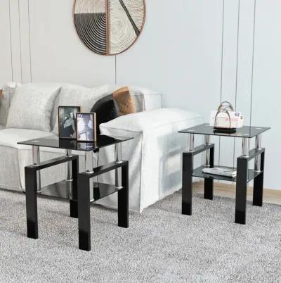 Modern Black Tempered Glass End Tables