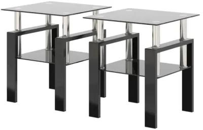 Modern Black Tempered Glass End Tables