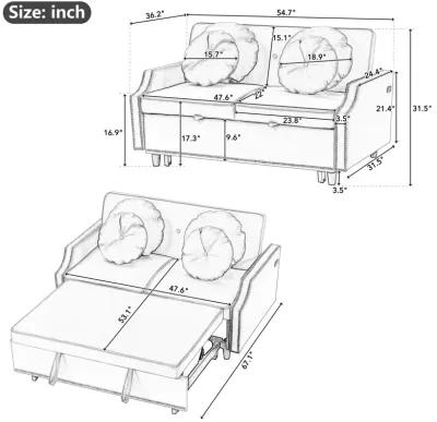 Merax Adjustable Sofa Bed with  Two USB Ports