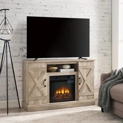 Farmhouse TV Stand with Fireplace Insert