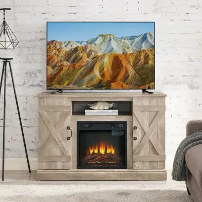 Farmhouse TV Stand with Fireplace Insert