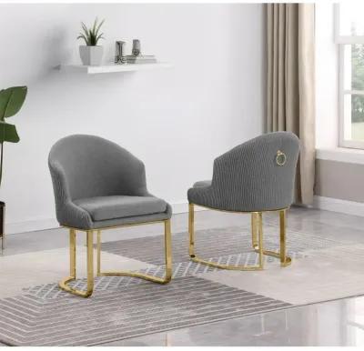 Best Quality Furniture Gray With Gold Side Chairs, Set Of Two