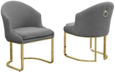 Best Quality Furniture Gray With Gold Side Chairs, Set Of Two