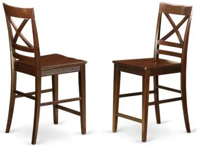 Quincy Counter Height Stools With X-Back in Mahogany Finish, Set of 2