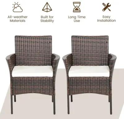 Hivvago 2 Pieces Outdoor PE Rattan Armchairs with Removable Cushions