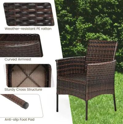 Hivvago 2 Pieces Outdoor PE Rattan Armchairs with Removable Cushions