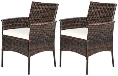 Hivvago 2 Pieces Outdoor PE Rattan Armchairs with Removable Cushions