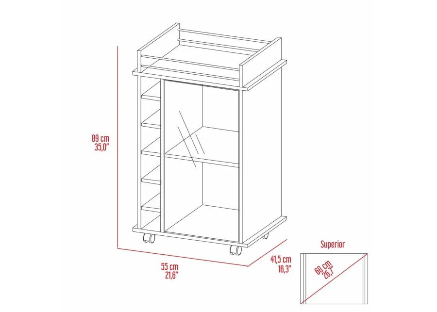 Savannah 6-Bottle 3-Shelf Bar Cart Light Grey