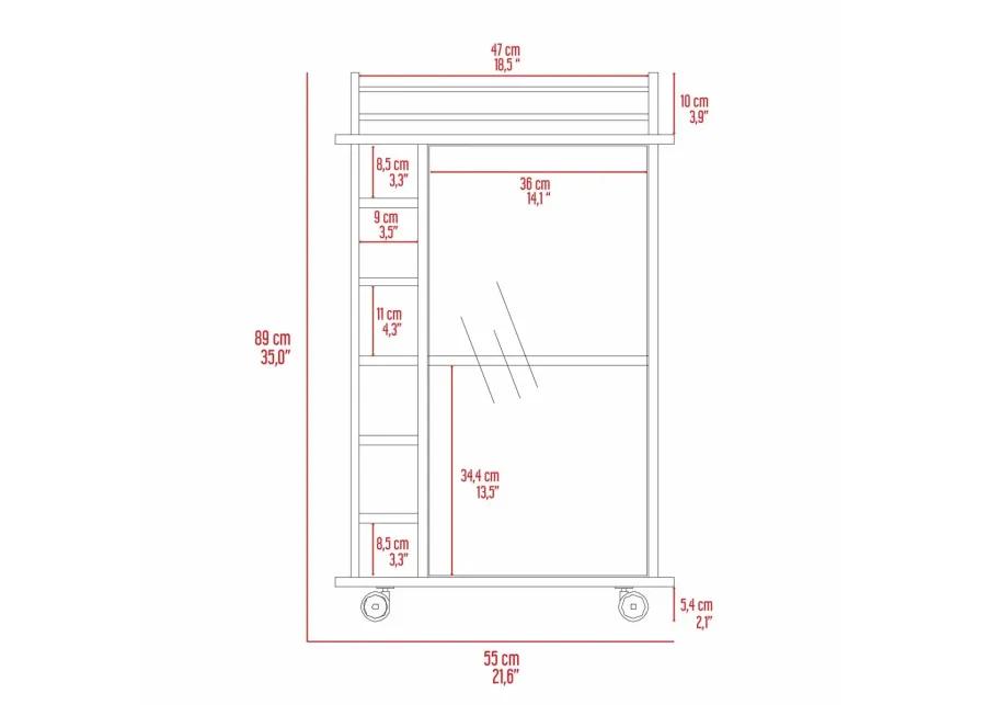 Savannah 6-Bottle 3-Shelf Bar Cart Light Grey