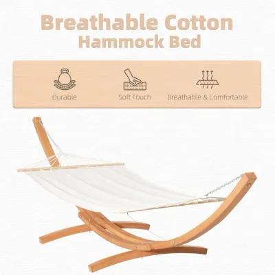 White Relaxation Station: 154" Arch Wooden Hammock with Stand