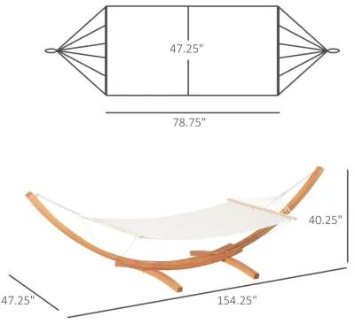 White Relaxation Station: 154" Arch Wooden Hammock with Stand