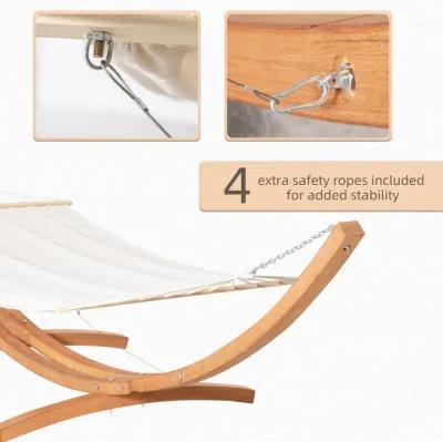 White Relaxation Station: 154" Arch Wooden Hammock with Stand