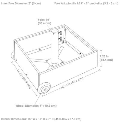 Rolling Umbrella Base with Planter