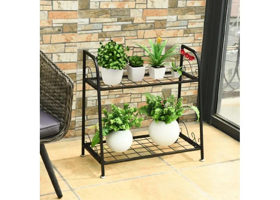 2-tier Patio Metal Plant Stand