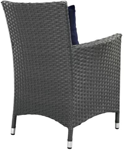 Modway Sojourn Wicker Rattan Outdoor Patio Sunbrella Fabric Dining Chair in Canvas Navy