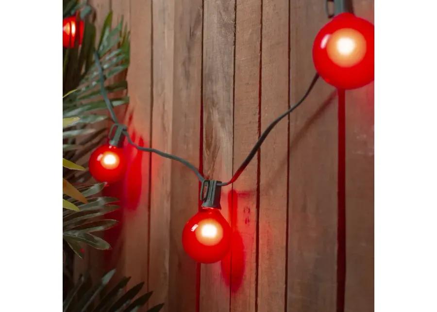 Set of 15 Red Satin G50 Globe Christmas Lights - Green Wire